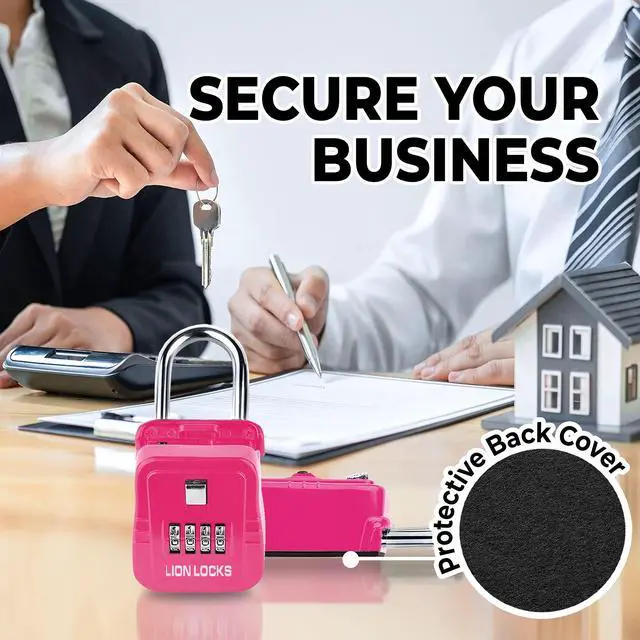 Alt view image 5 of 7 - 1500 Key Lock Box with Code, Lockbox for Keys Outdoor, Realtor Lock Box for Short-Term Rentals, Holds 5 Keys (12 Pack, Pink)