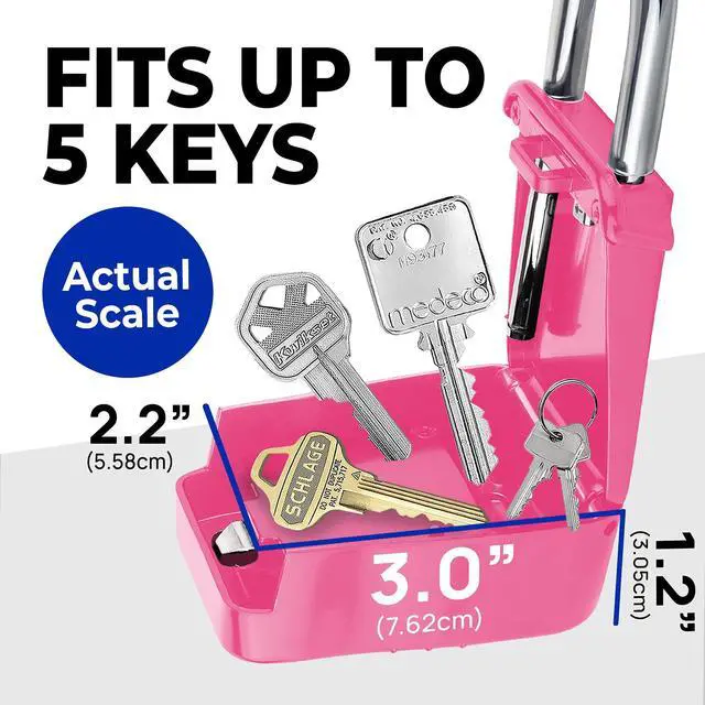 Alt view image 4 of 7 - 1500 Key Lock Box with Code, Lockbox for Keys Outdoor, Realtor Lock Box for Short-Term Rentals, Holds 5 Keys (12 Pack, Pink)