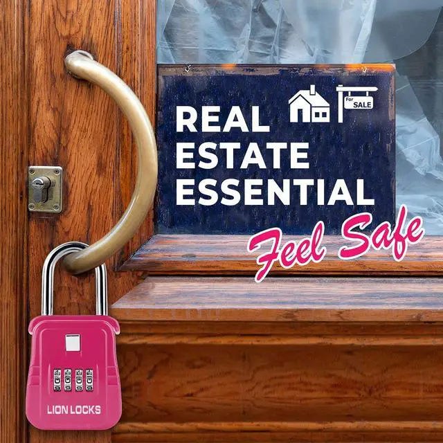 Alt view image 7 of 7 - 1500 Key Lock Box with Code, Lockbox for Keys Outdoor, Realtor Lock Box for Short-Term Rentals, Holds 5 Keys (12 Pack, Pink)