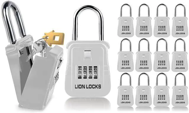 Main image of 1500 Key Lock Box with Code, Lockbox for Keys Outdoor, Realtor Lock Box for Short-Term Rentals, Holds 5 Keys (12 Pack, White)