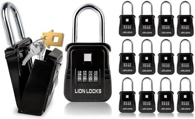 Main image of 1500 Key Lock Box with Code, Lockbox for Keys Outdoor, Realtor Lock Box for Short-Term Rentals, Holds 5 Keys (12 Pack, Black)