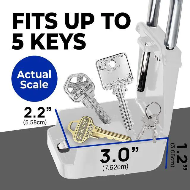 Alt view image 4 of 7 - 1500 Key Lock Box with Code, Lockbox for Keys Outdoor, Realtor Lock Box for Short-Term Rentals, Holds 5 Keys (12 Pack, White)
