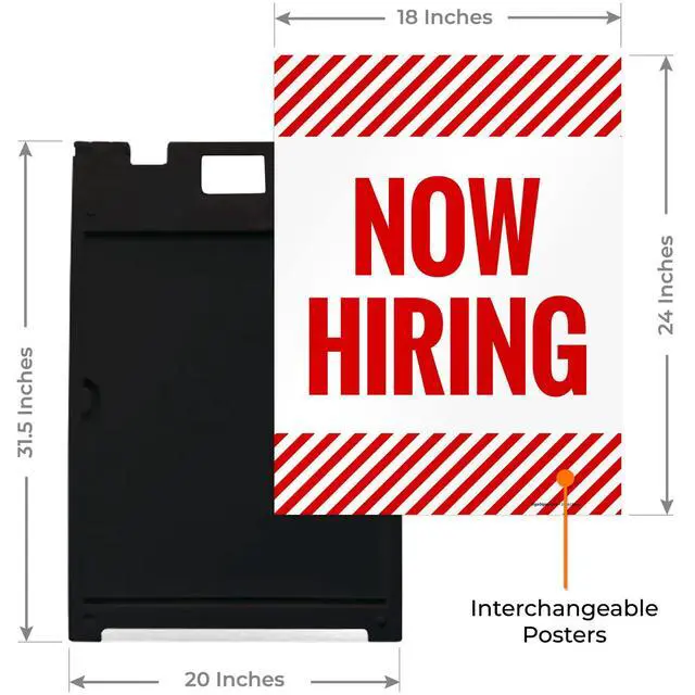 Alt view image 3 of 7 - Now Hiring Sidewalk Sign Kit, | 24x36 Inches Replacement Panels 2-Pack Corrugated Plastic USA Made
