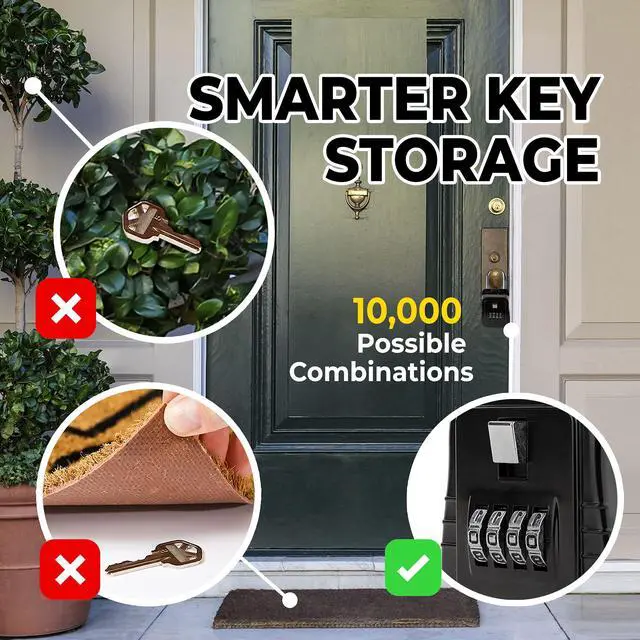 Alt view image 6 of 7 - 1500 Key Lock Box with Code, Lockbox for Keys Outdoor, Realtor Lock Box for Short-Term Rentals, Holds 5 Keys (12 Pack, Black)