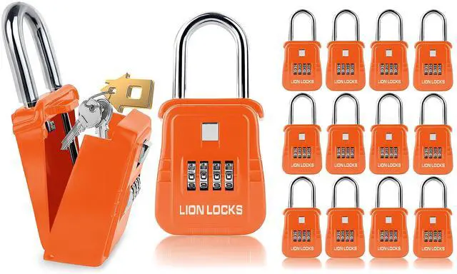 Main image of 1500 Key Lock Box with Code, Lockbox for Keys Outdoor, Realtor Lock Box for Short-Term Rentals, Holds 5 Keys (12 Pack, Orange)