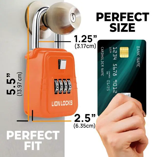 Alt view image 2 of 7 - 1500 Key Lock Box with Code, Lockbox for Keys Outdoor, Realtor Lock Box for Short-Term Rentals, Holds 5 Keys (12 Pack, Orange)