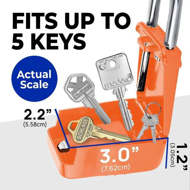 Alt view image 4 of 7 - 1500 Key Lock Box with Code, Lockbox for Keys Outdoor, Realtor Lock Box for Short-Term Rentals, Holds 5 Keys (12 Pack, Orange)