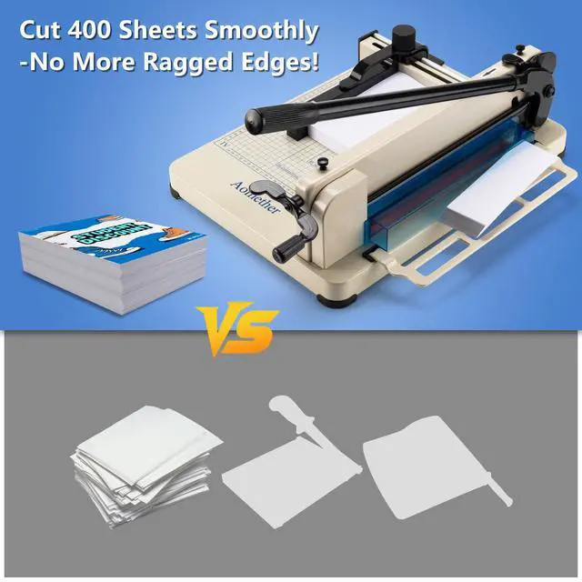 Alt view image 5 of 7 - 12" Heavy Duty Guillotine Paper Cutter - 400 Sheet Precision Cutting, Safety Lock Blade & Rapid Stack Processing for Office/School, Solid Steel Construction
