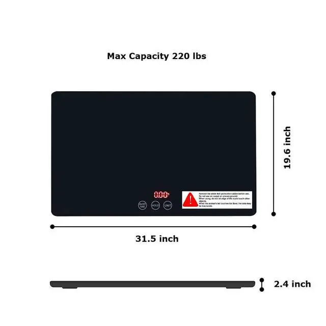 Alt view image 5 of 7 - Medium-Large Breed Veterinary Scale, Dog Scale (±10g) Accuracy, Red LED, 32 x 20 inch Tempered Glass Platform with Anti Slip Sticker, Digital Pet Scales
