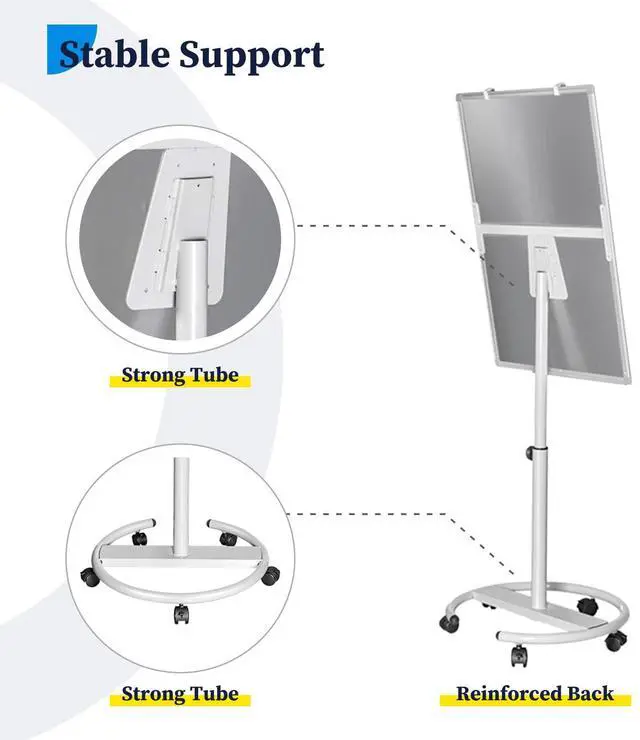 Alt view image 5 of 7 - Mobile Whiteboard 36 x 24 inches Portable Magnetic Dry Erase Board, 3' x 2' Stand Easel White Board Dry Erase Easel Standing Board with Flipchart Hooks