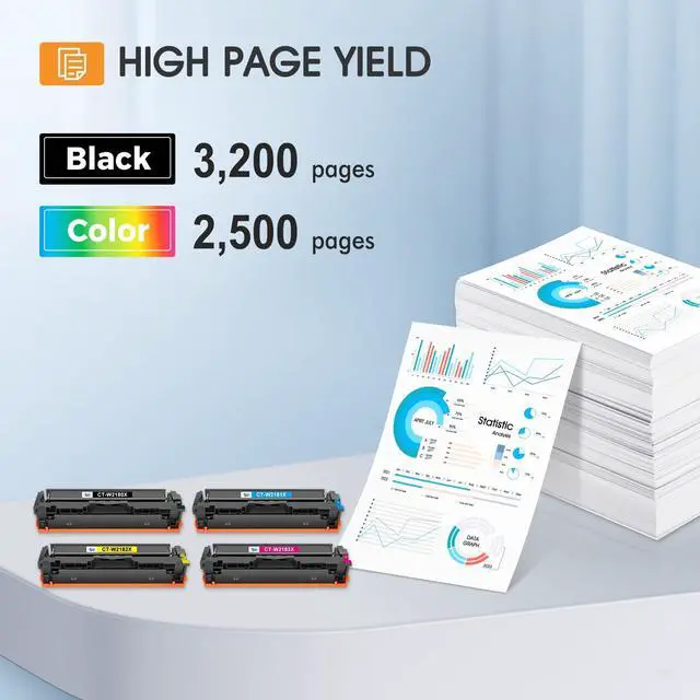 Alt view image 3 of 6 - 218X Toner Cartridges 4 Pack for HP 218 218A W2180X 3301fdw 3201dw 3301sdw | Compatible for HP Color LaserJet Pro MFP 3301 3301fdw 3301cdw 3201dw 3301sdw 3201 Printer Ink High Yield with Chip B/C/Y/M