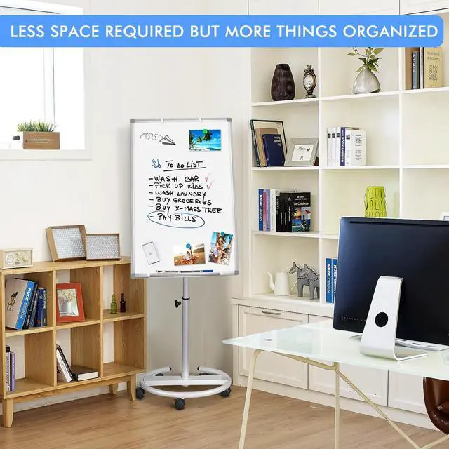 Alt view image 7 of 7 - Mobile Whiteboard 36 x 24 inches Portable Magnetic Dry Erase Board, 3' x 2' Stand Easel White Board Dry Erase Easel Standing Board with Flipchart Hooks