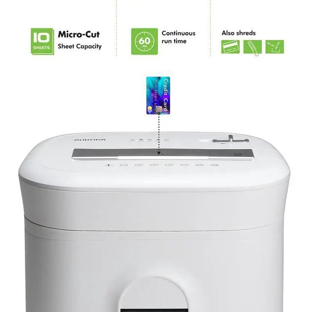 Alt view image 5 of 7 - AU1060MA Professional Grade 10-Sheet High Security Micro-Cut Paper and Credit Card Shredder/ 60 Minutes/Security Level P-5, White, AU1060MA 10-Sheet High Security Microcut
