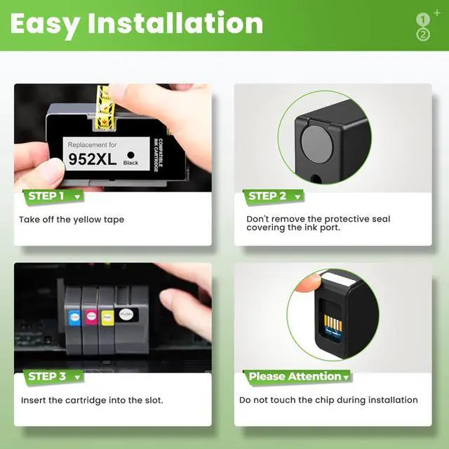 Alt view image 5 of 7 - 952XL Ink Cartridges Combo Pack, Compatible for HP 952 XL 952XL 952 Ink Cartridge Work with OfficeJet 8702 OfficeJet Pro 8710 7740 8720 8702 8210 7720 8715 8730 8740 8216 Printer (BK/C/M/Y,4 Pack)