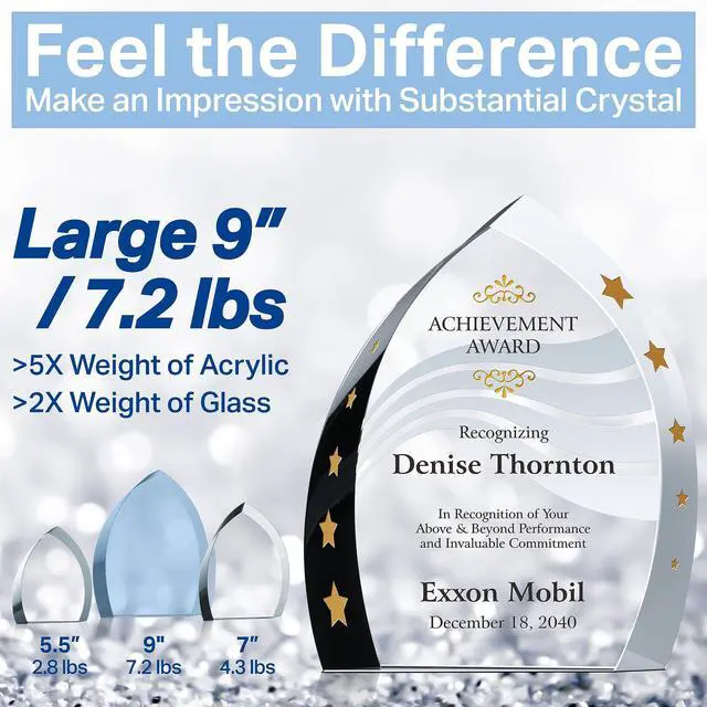 Alt view image 6 of 7 - Custom Engraved Crystal Ignite Achievement Award Plaque, Unique Personalized Crystal Corporate Employee Recognition Award Trophy (S - 5.5")