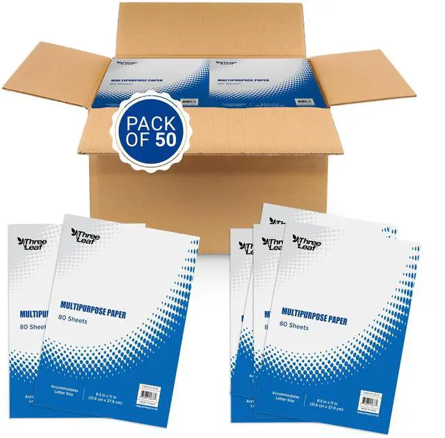 Main image of 80 Ct. Multipurpose Paper 8.5 X 11 Inch, Pack Of 50, Bright White Paper, Office Supplies, Copy Printer Paper