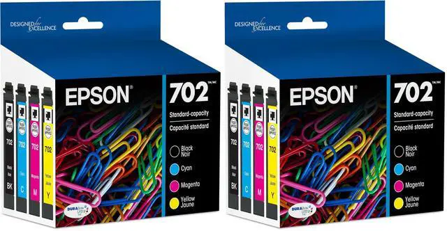 Main image of 702 DURABrite Ultra Ink Standard Capacity Black & Color Cartridge Combo Pack (T702120-BCS) Works with Workforce Pro WF-3720,3730,3733,(Pack of 2)
