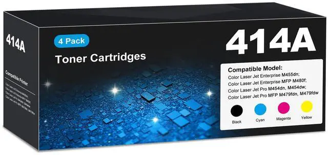 Main image of 414A Toner Cartridge 4 Pack High Yield MFP M479fdw (with Chip) Compatible for HP 414A 414X Work for Color Laser Jet Pro MFP M479fdw Toner M454dw M454dn M455dn MFP M480f M479dw M479fdn Printer W2020A