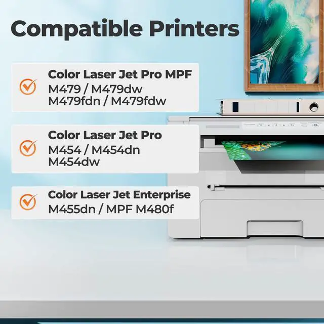 Alt view image 3 of 7 - 414A Toner Cartridge 4 Pack High Yield MFP M479fdw (with Chip) Compatible for HP 414A 414X Work for Color Laser Jet Pro MFP M479fdw Toner M454dw M454dn M455dn MFP M480f M479dw M479fdn Printer W2020A