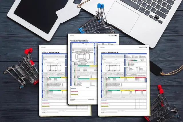 Alt view image 6 of 7 - Multi-Point Vehicle Inspection Form F Series, 2-Part Carbonless, 1000 Pack | 8.5 x 11.75 inch snap-out forms designed for F Series multi-point vehicle inspections and service documentation