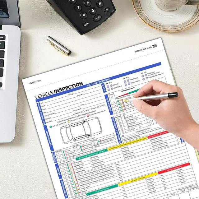 Alt view image 2 of 7 - Multi-Point Vehicle Inspection Form F Series, 2-Part Carbonless, 1000 Pack | 8.5 x 11.75 inch snap-out forms designed for F Series multi-point vehicle inspections and service documentation