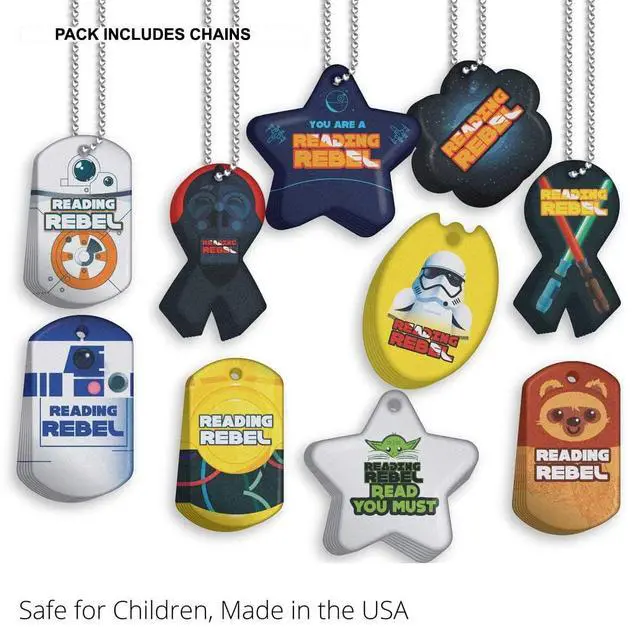 Alt view image 6 of 7 - Reading Rebel Brag Tag Value Pack: Wearable Incentives for Young Readers 500 Tags (50 Tags for Each Design) + 150 Chains