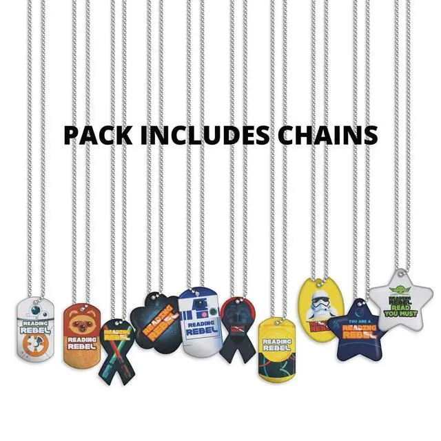 Alt view image 5 of 7 - Reading Rebel Brag Tag Value Pack: Wearable Incentives for Young Readers 500 Tags (50 Tags for Each Design) + 150 Chains