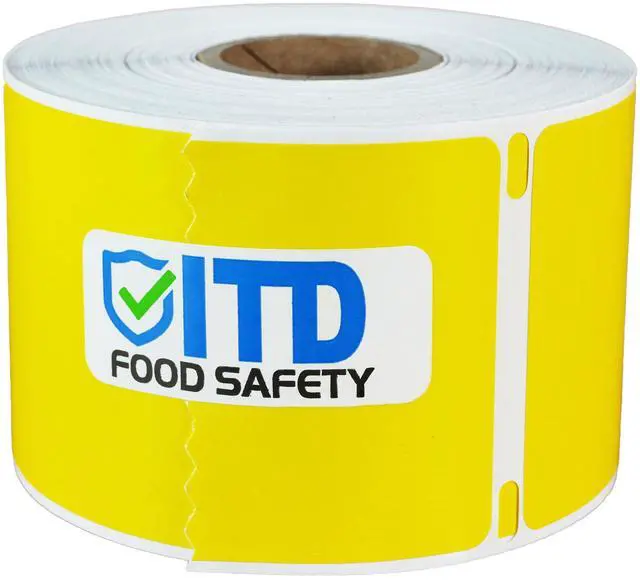Main image of 2" x 2" Premium Peel Adhesive - Yellow Direct Thermal Food Safety Labels - 500 Labels/Roll LB-0904 (12 Rolls, 1, Count)