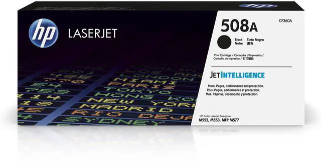 Main image of 508A Black Toner Cartridge Printers | Works with Color LaserJet Enterprise M552, M553; Color LaserJet Enterprise MFP M577 Series | CF360A