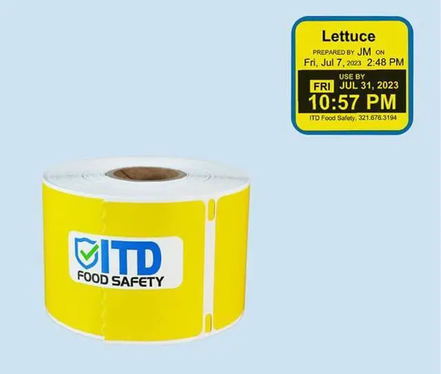 Alt view image 5 of 5 - 2" x 2" Premium Peel Adhesive - Yellow Direct Thermal Food Safety Labels - 500 Labels/Roll LB-0904 (12 Rolls, 1, Count)