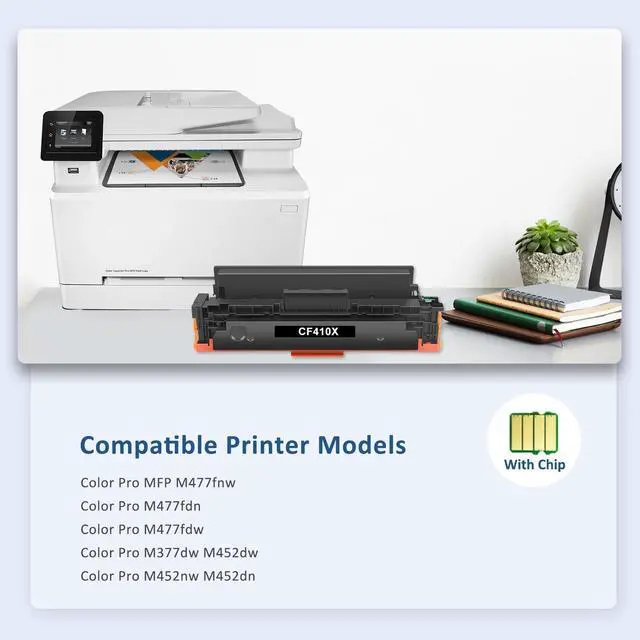 Alt view image 2 of 6 - 410X Toner Cartridges Compatible for HP 410X 410A CF410X with Chip 4-Pack | Compatible for HP410X 410A CF410X Color LaserJet Pro MFP M477FDN M477FDW M452DW M452NW M377DW MFPM377DW Printer