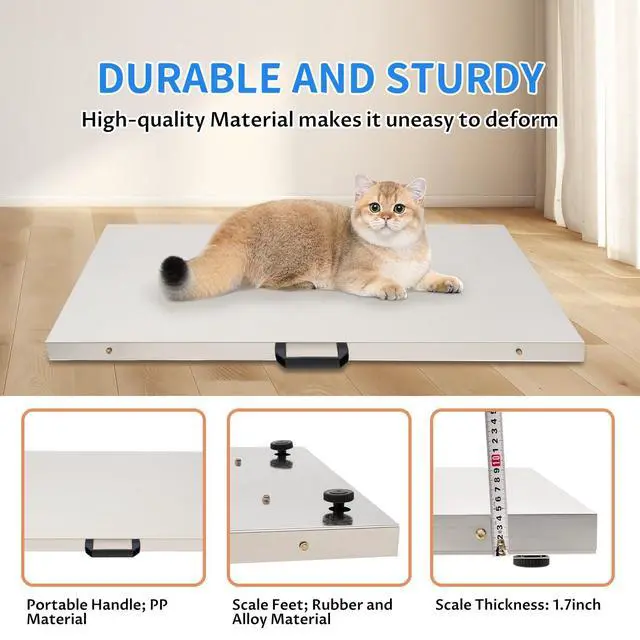 Alt view image 4 of 7 - Livestock Scale, 300Kg/660Lbs Digital Postal Shipping Scale Heavy Duty Vet Pet Scale with 103x53cm Large Stainless Steel Platform for Animal Dog Pig Cat Goat Cattle Sheep