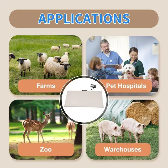Alt view image 7 of 7 - Livestock Scale, 300Kg/660Lbs Digital Postal Shipping Scale Heavy Duty Vet Pet Scale with 103x53cm Large Stainless Steel Platform for Animal Dog Pig Cat Goat Cattle Sheep