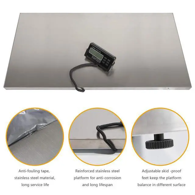 Alt view image 3 of 5 - Livestock Scale, 200Kg/440Lbs Digital Postal Shipping Scale Heavy Duty Vet Pet Scale with 103x53cm Large Stainless Steel Platform for Animal Dog Pig Cat Goat Cattle Sheep
