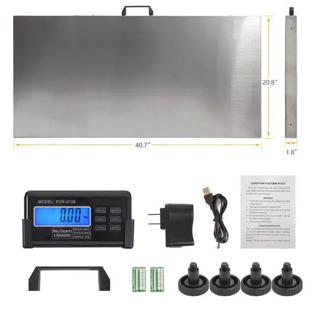 Alt view image 2 of 5 - Livestock Scale, 200Kg/440Lbs Digital Postal Shipping Scale Heavy Duty Vet Pet Scale with 103x53cm Large Stainless Steel Platform for Animal Dog Pig Cat Goat Cattle Sheep