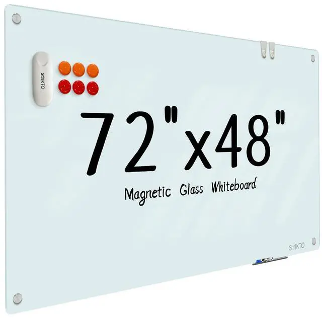 Main image of Glass Whiteboard - Glass Dry Erase Board 48" x 72" Magnetic White Board Writing Board White Boards for Walls Wall Office Home