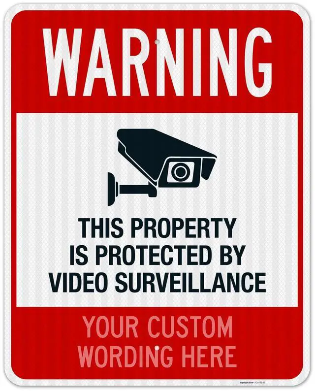 Main image of Custom Video Surveillance Sign, Personalize For Business, Home, Airbnb, School,Indoor/Outdoor Signs, 24x30 Inches, 3M EGP Reflective.080 Aluminum, Fade Resistant, Made in USA
