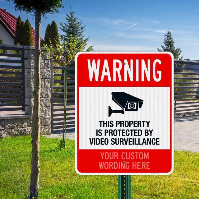 Alt view image 5 of 7 - Custom Video Surveillance Sign, Personalize For Business, Home, Airbnb, School,Indoor/Outdoor Signs, 24x30 Inches, 3M EGP Reflective.080 Aluminum, Fade Resistant, Made in USA