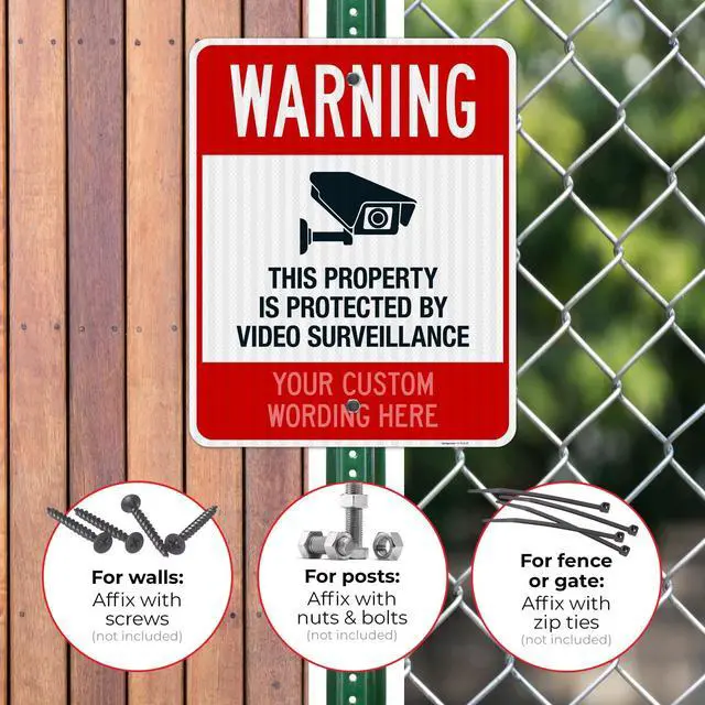 Alt view image 4 of 7 - Custom Video Surveillance Sign, Personalize For Business, Home, Airbnb, School,Indoor/Outdoor Signs, 24x30 Inches, 3M EGP Reflective.080 Aluminum, Fade Resistant, Made in USA