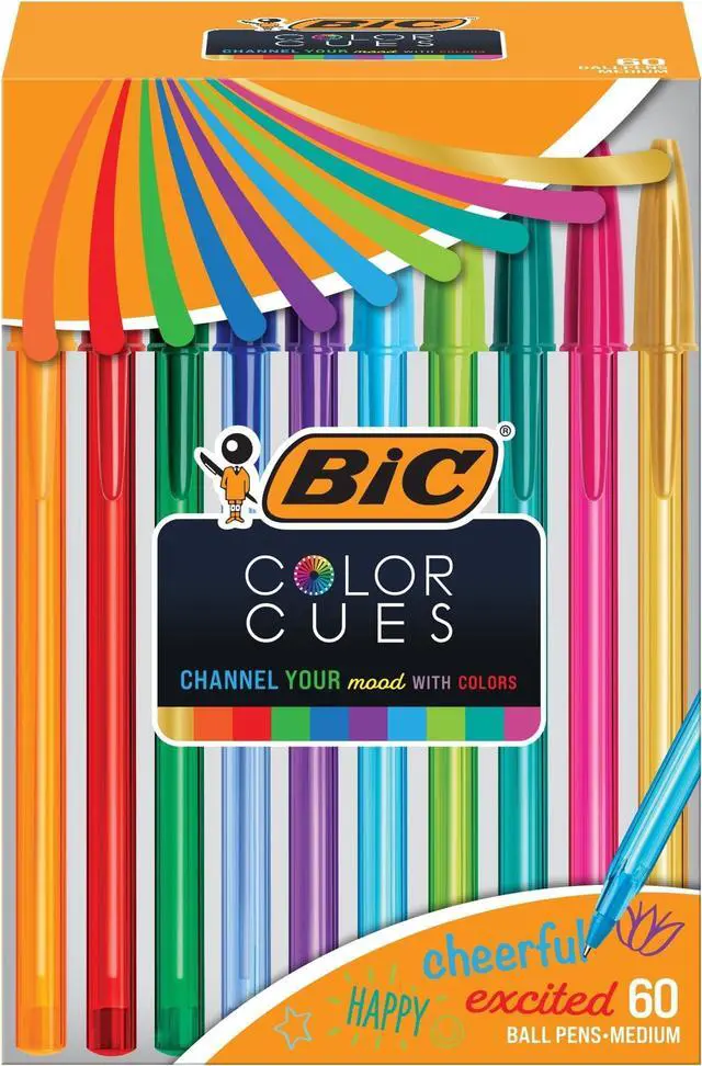 Main image of Color Cues Pen Set, Assorted Colors, Fun Color Pens for School Supplies, Includes Cristal Xtra Smooth Ballpoint Pens (Pack of 540)