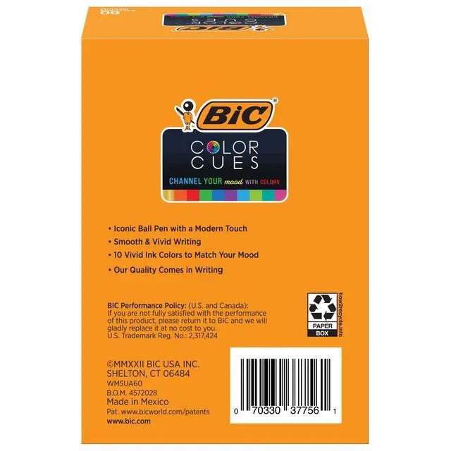 Alt view image 2 of 7 - Color Cues Pen Set, Assorted Colors, Fun Color Pens for School Supplies, Includes Cristal Xtra Smooth Ballpoint Pens (Pack of 540)