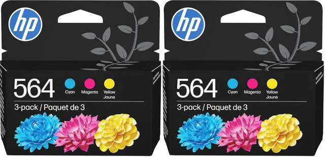 Main image of 564 Cyan,Magenta,Yellow Ink Cartridges | Works with DeskJet 3500; OfficeJet 4620; PhotoSmart B8550,C6300,D5400,D7560,5500,6510,6520,7500,Plus | N9H57FN,(Pack of 6)
