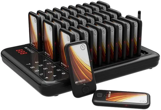 Main image of TD173P Buzzers for Restaurant, Pager System, 30 Beepers | for Food Court, Bar, Resort, Maximum Call Range 800M, Turn Off The Beep, 7 Prompt Modes, One Touch Group Call,Custom Stickers