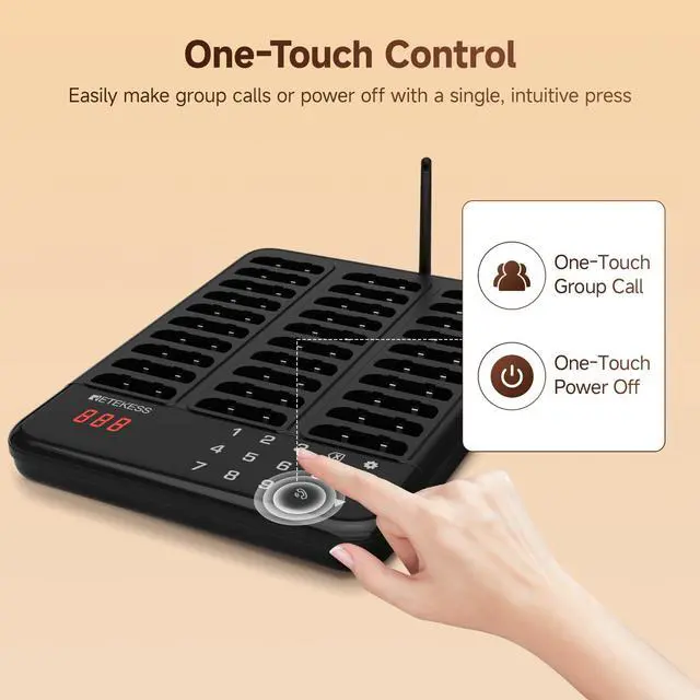 Alt view image 6 of 7 - TD173P Buzzers for Restaurant, Pager System, 30 Beepers | for Food Court, Bar, Resort, Maximum Call Range 800M, Turn Off The Beep, 7 Prompt Modes, One Touch Group Call,Custom Stickers