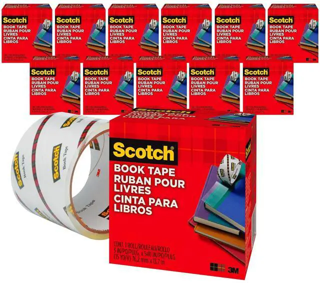 Main image of 3M 845 Book Tape, 3 in x 15 yd, Transparent Polypropylene, Archival Safe, Permanent Adhesive Bulk Pack of 12 Rolls for Book Repair, Reinforcement, and Document Protection