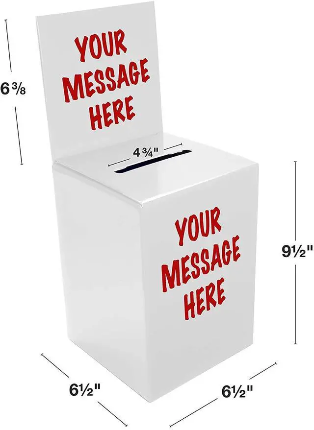Alt view image 3 of 3 - Large thick cardboard raffle Ballot Box 9.5"H x 6.5"W x 6.5"D Charity Donation collection Box office Suggestion comment Box removable display area 6.5" x 6.5" Includes 1000 Sheets(Green 10 pack)
