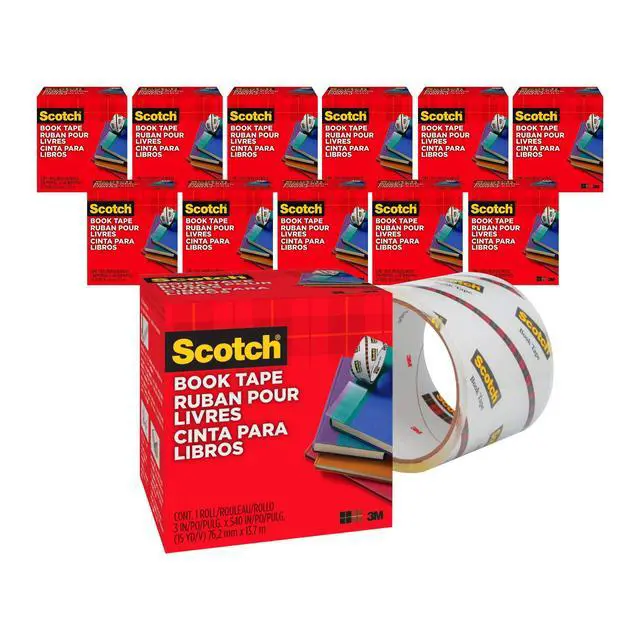 Alt view image 2 of 7 - 3M 845 Book Tape, 3 in x 15 yd, Transparent Polypropylene, Archival Safe, Permanent Adhesive Bulk Pack of 12 Rolls for Book Repair, Reinforcement, and Document Protection