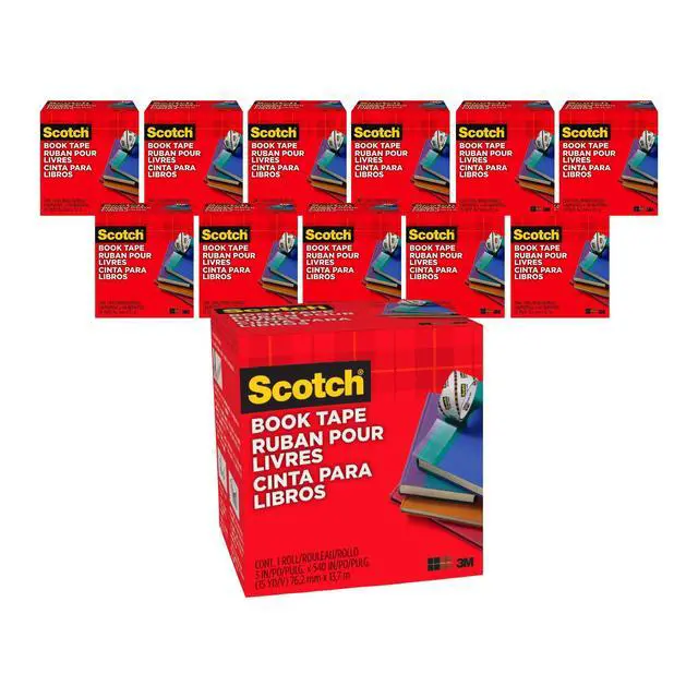 Alt view image 5 of 7 - 3M 845 Book Tape, 3 in x 15 yd, Transparent Polypropylene, Archival Safe, Permanent Adhesive Bulk Pack of 12 Rolls for Book Repair, Reinforcement, and Document Protection