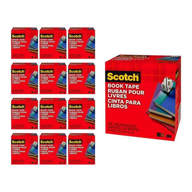 Alt view image 4 of 7 - 3M 845 Book Tape, 3 in x 15 yd, Transparent Polypropylene, Archival Safe, Permanent Adhesive Bulk Pack of 12 Rolls for Book Repair, Reinforcement, and Document Protection