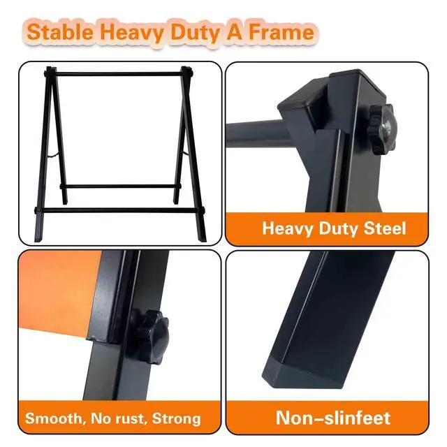 Alt view image 4 of 7 - 24"x24" Premium Heavy-Duty A-Frame Sign Stand Holds 2 Insert Boards + 1 Hanging Sign | Weatherproof Sidewalk Sign Holder for Business, Real Estate, Restaurants & Events (STAND ONLY) (3)